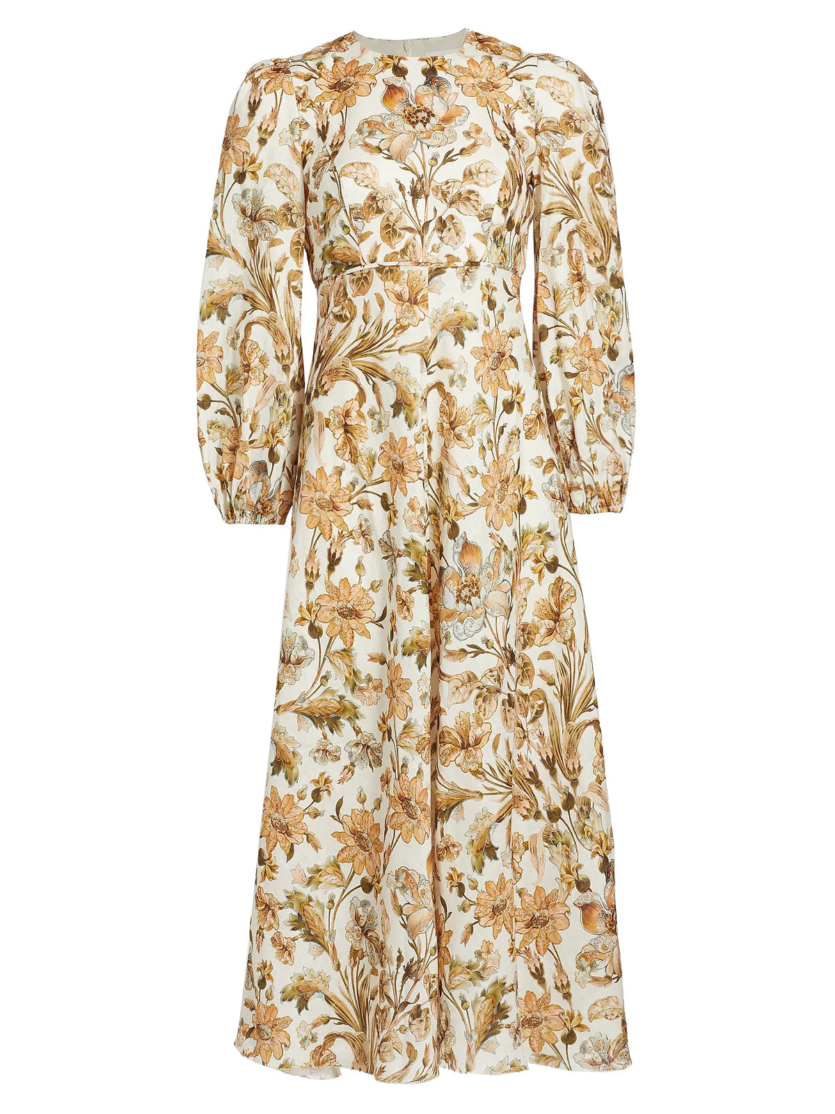 Chintz Floral Linen Midi-Dress front