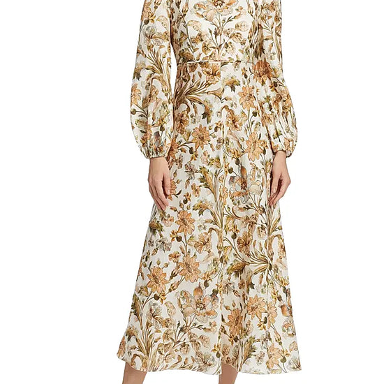 Chintz Floral Linen Midi-Dress detail