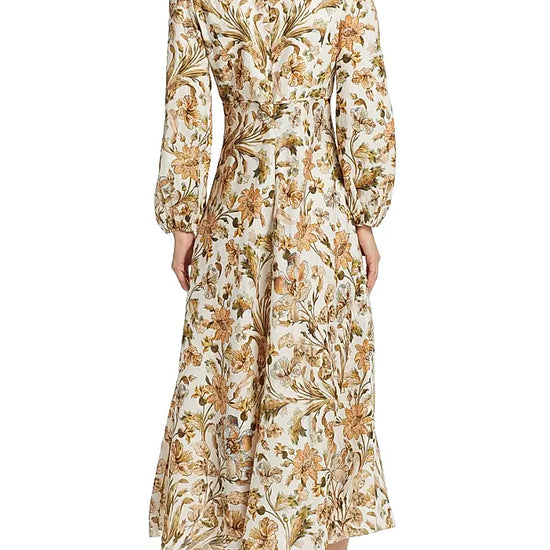 Chintz Floral Linen Midi-Dress back