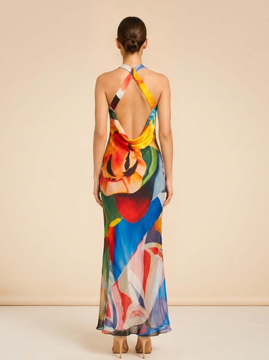 Salpicon Long Silk Dress
