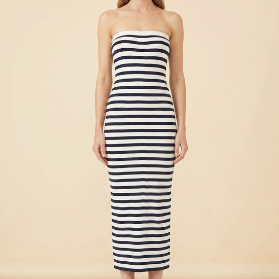 Addison Striped Dress — on model