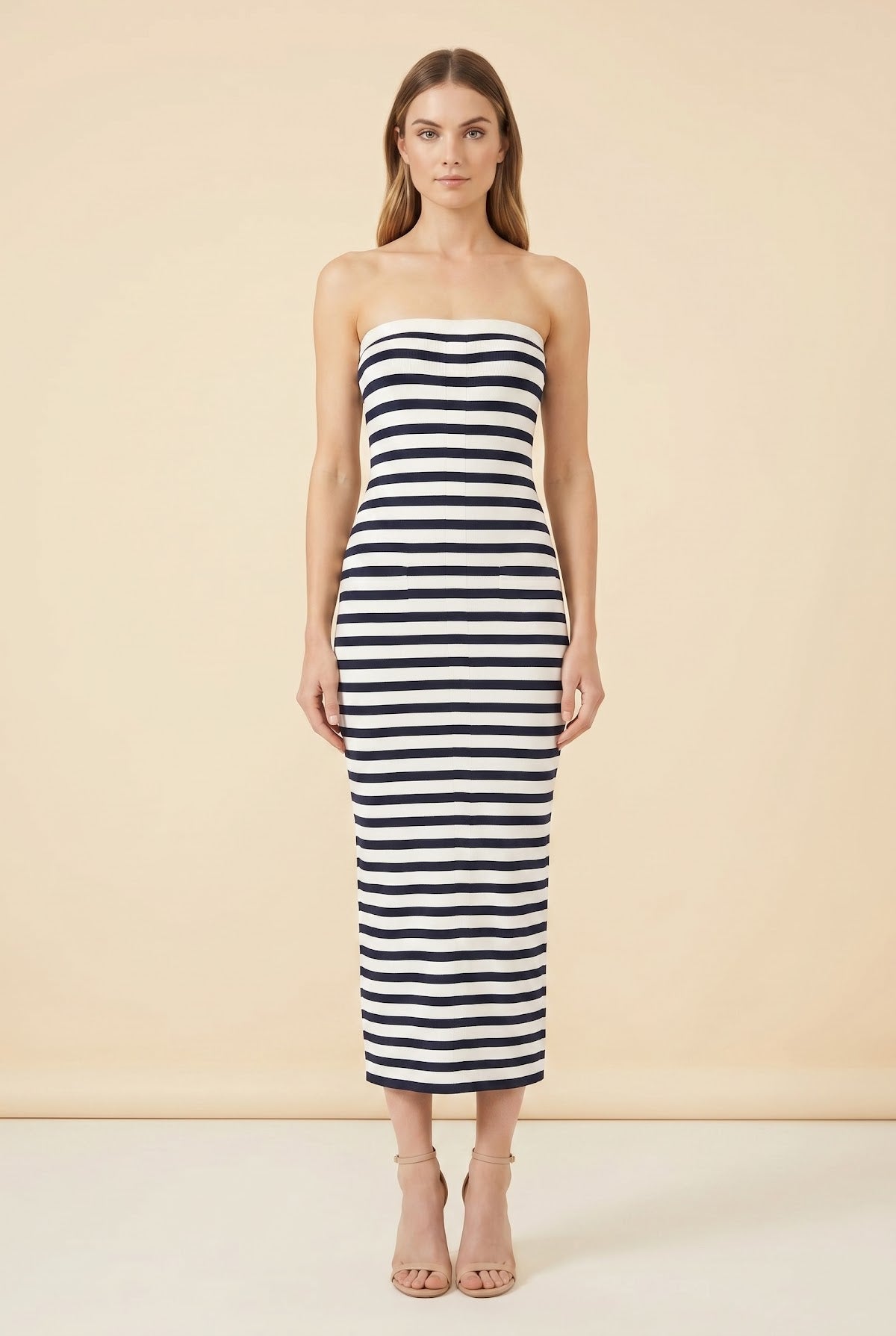 Addison Striped Dress — on model