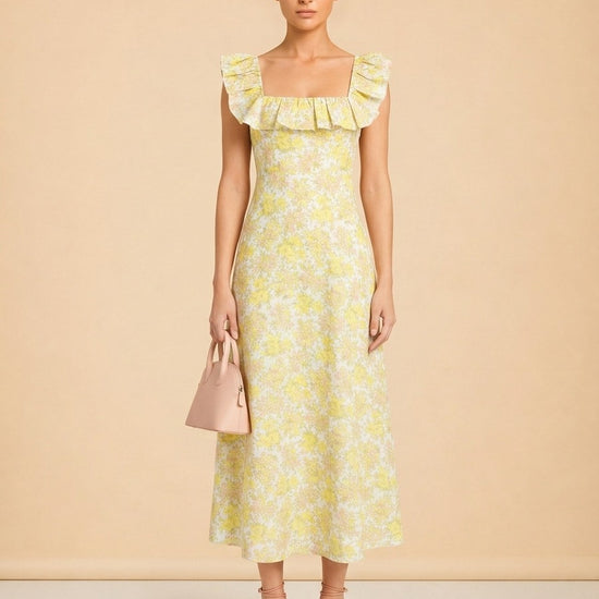 Goldie Ruffle Neck Midi Dress by Zimmermann