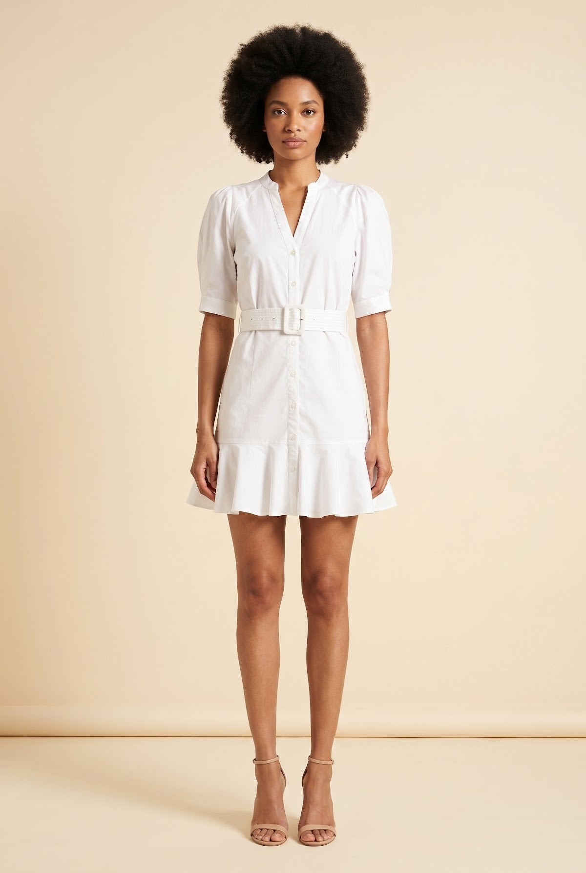 Molly Mini Shirt Dress — on model