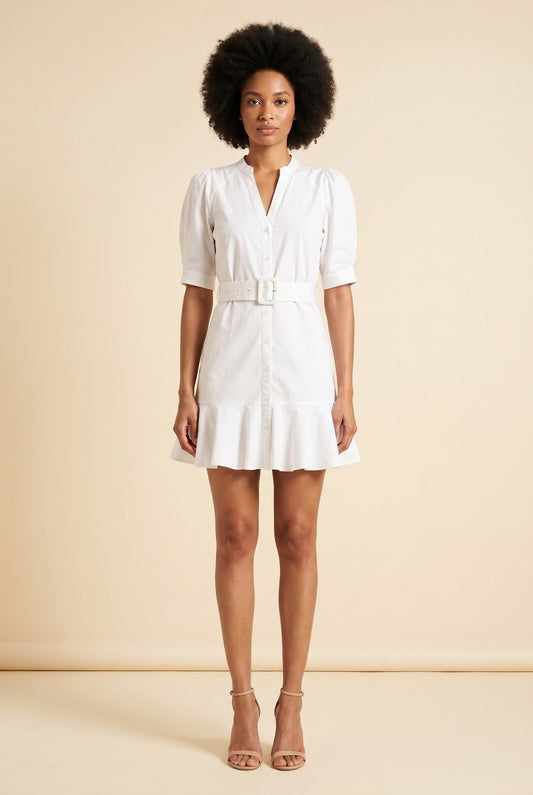 Molly Mini Shirt Dress — on model