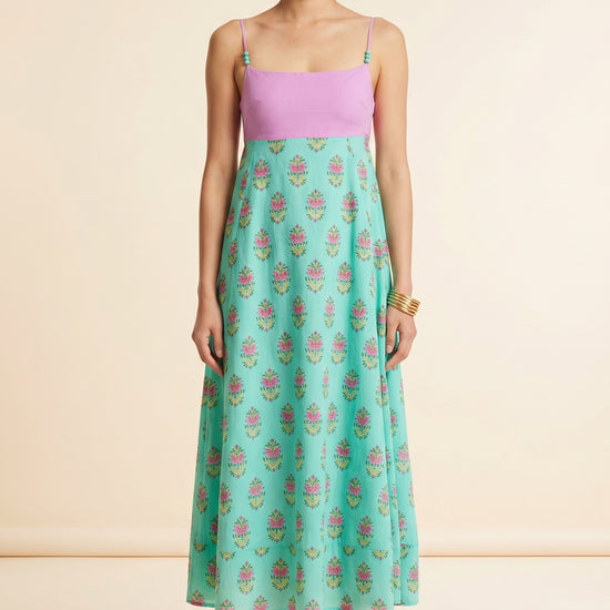 Emilia Dress in Aqua Floret - Neve & Noor