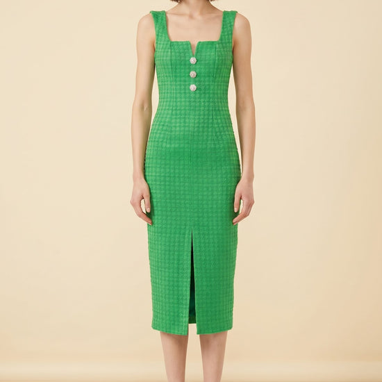 Bouclé Midi Dress — on model