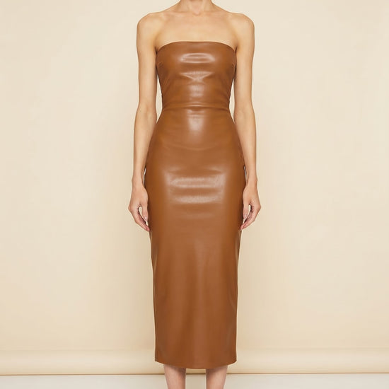 Killa Faux Leather Dress — on model