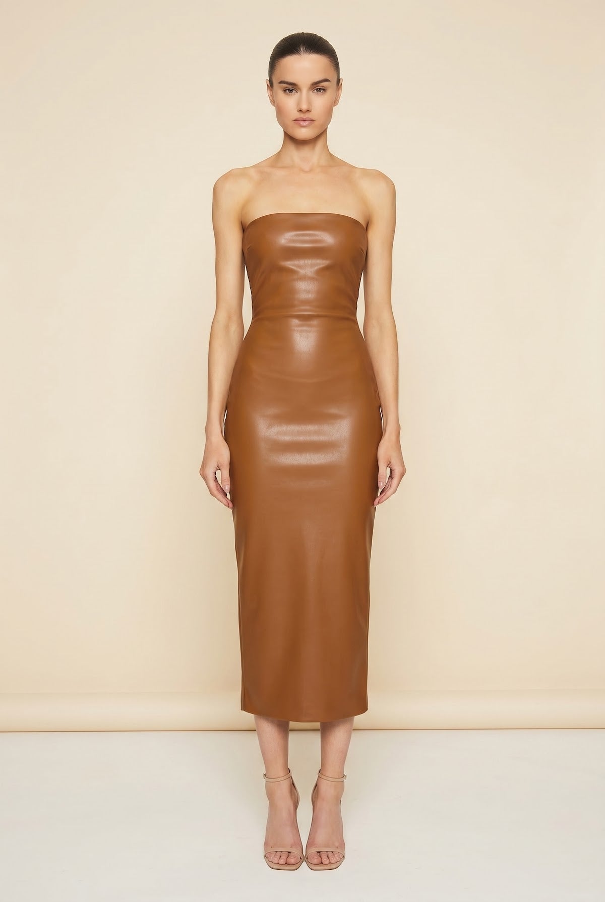 Killa Faux Leather Dress — on model