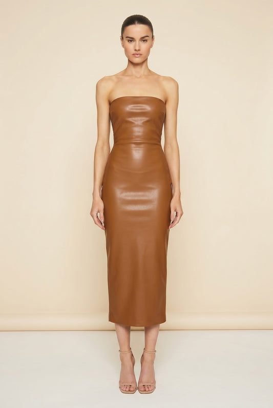 Killa Faux Leather Dress — on model