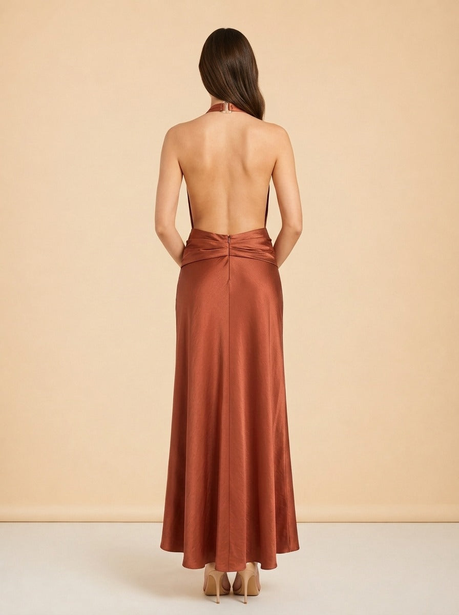 Francesca Open-Back Satin Dress by Arcina Ori