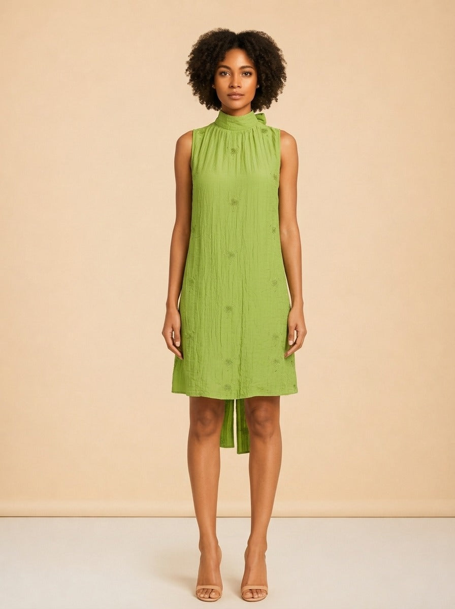 Albee Tie-Neck Mini Dress by Staud