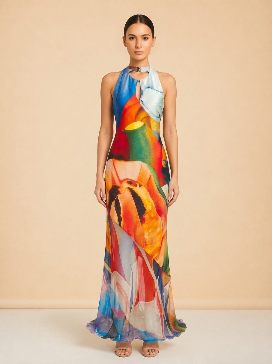 Salpicon Long Silk Dress