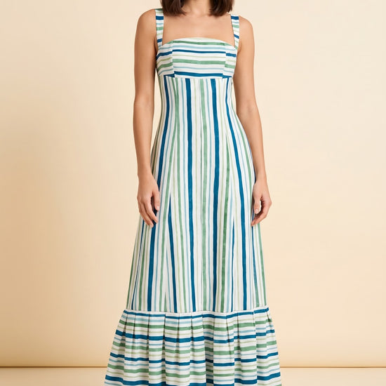 Margaret Striped Tie Back Gown by Couper — view 3