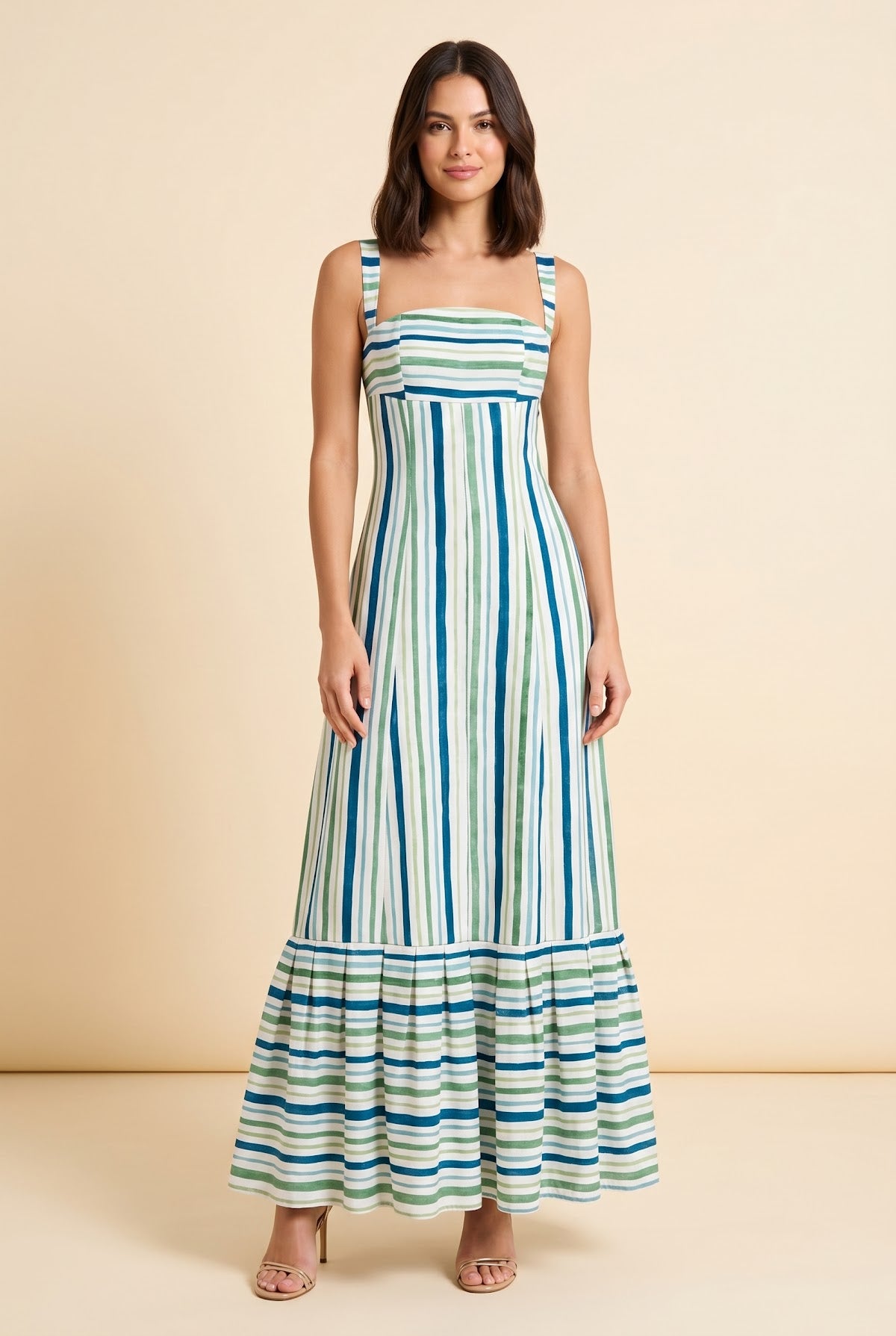 Margaret Striped Tie Back Gown by Couper — view 3