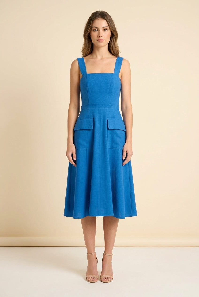 Tilda Sleeveless Square-Neck Midi — back view