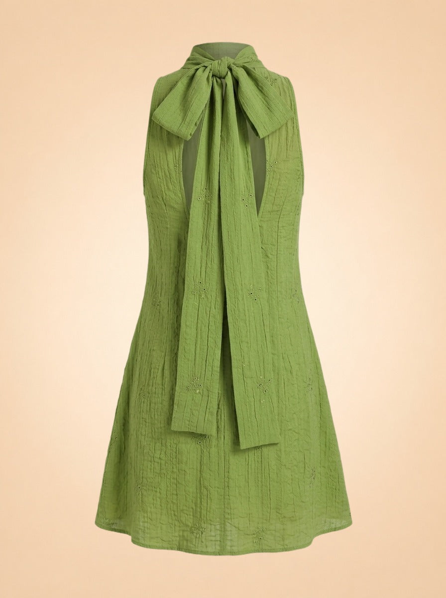 Albee Tie-Neck Mini Dress by Staud