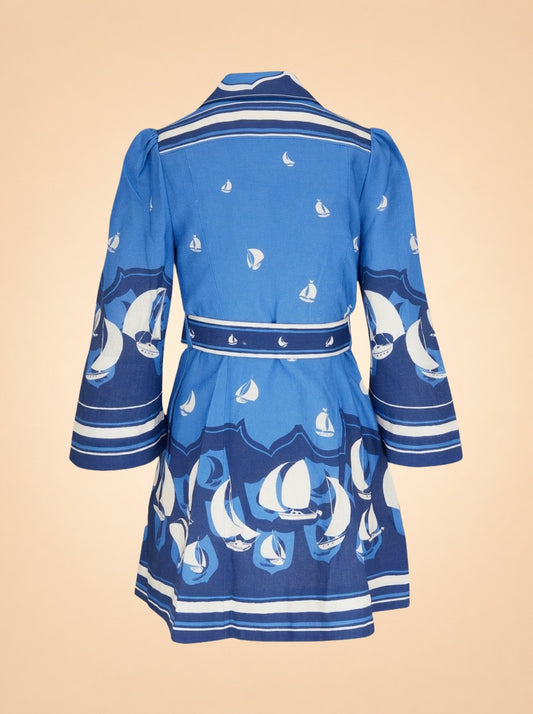 High Tide Blue Sail Mini Shirt Dress by Zimmermann