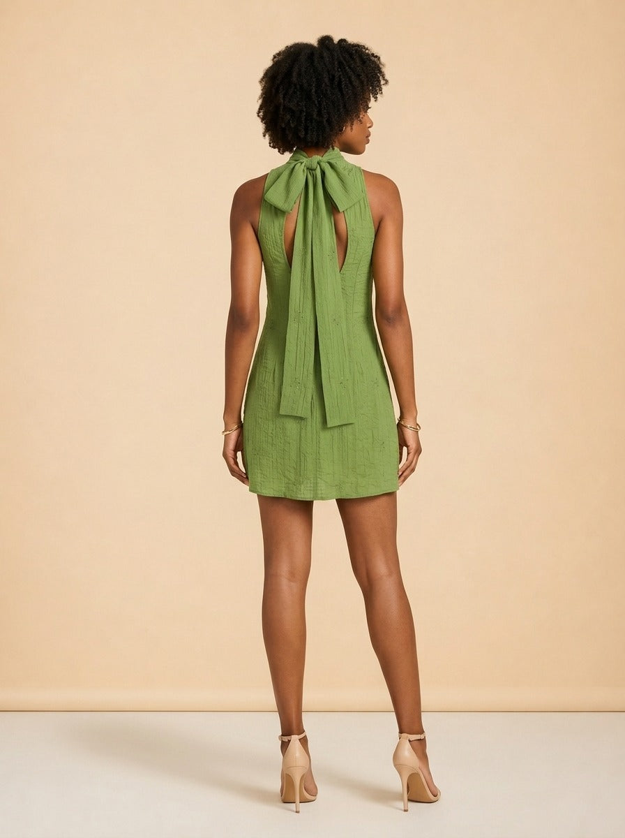 Albee Tie-Neck Mini Dress by Staud