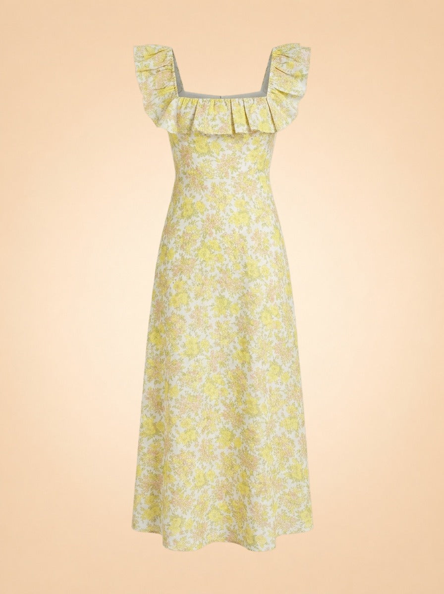 Goldie Ruffle Neck Midi Dress by Zimmermann