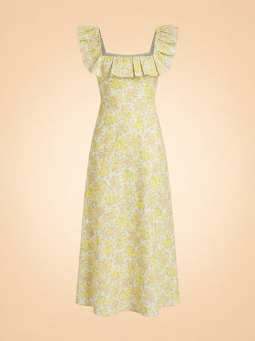 Goldie Ruffle Neck Midi Dress by Zimmermann
