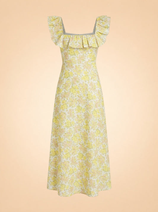 Goldie Ruffle Neck Midi Dress by Zimmermann