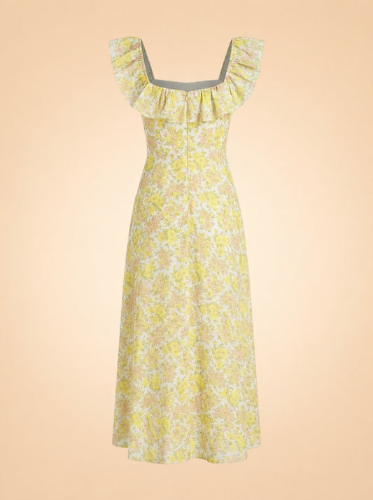 Goldie Ruffle Neck Midi Dress by Zimmermann