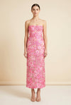 Strapless Floral Embroidered Midi Dress — back view