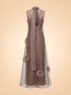 Albee Feather Organza Maxi Dress — ghost back
