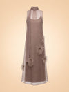 Albee Feather Organza Maxi Dress — ghost front