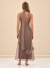 Albee Feather Organza Maxi Dress — model back