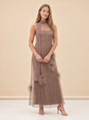 Albee Feather Organza Maxi Dress — model front 2