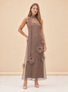 Albee Feather Organza Maxi Dress — model front 3