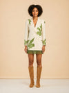 ALEX BLAZER DRESS IN IVORY WTH GREEN APPLIQUÉ model_front