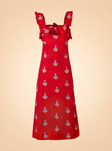 Malika Red Midi Dress