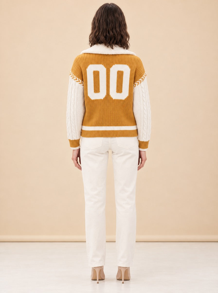 All-Star Gold Varsity Sweater model_back