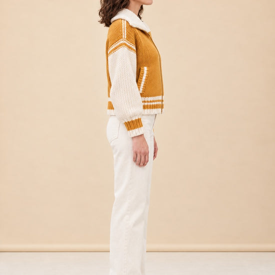 All-Star Gold Varsity Sweater model_side