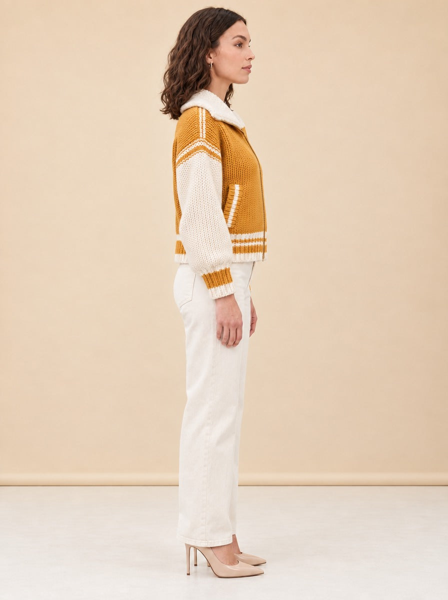 All-Star Gold Varsity Sweater model_side
