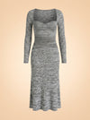 Heather Grey Ribbed Knit Midi Dress