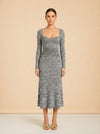 Heather Grey Ribbed Knit Midi Dress