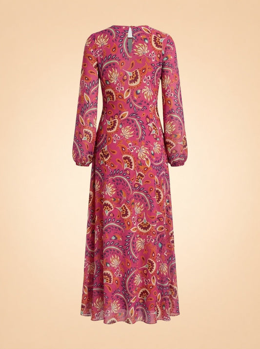 April Floral Long-Sleeve Maxi Dress by EYWASOULS MALIBU — back detail