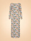 Aria Geo-Print Crepe Midi Dress in Geo Moss