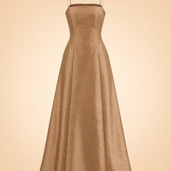 Aria Dupioni Strappy A-Line Maxi Dress — ghost front
