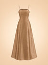 Aria Dupioni Strappy A-Line Maxi Dress — ghost front