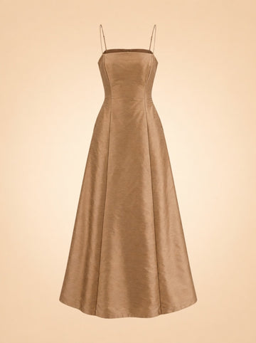 Aria Dupioni Strappy A-Line Maxi Dress — ghost front