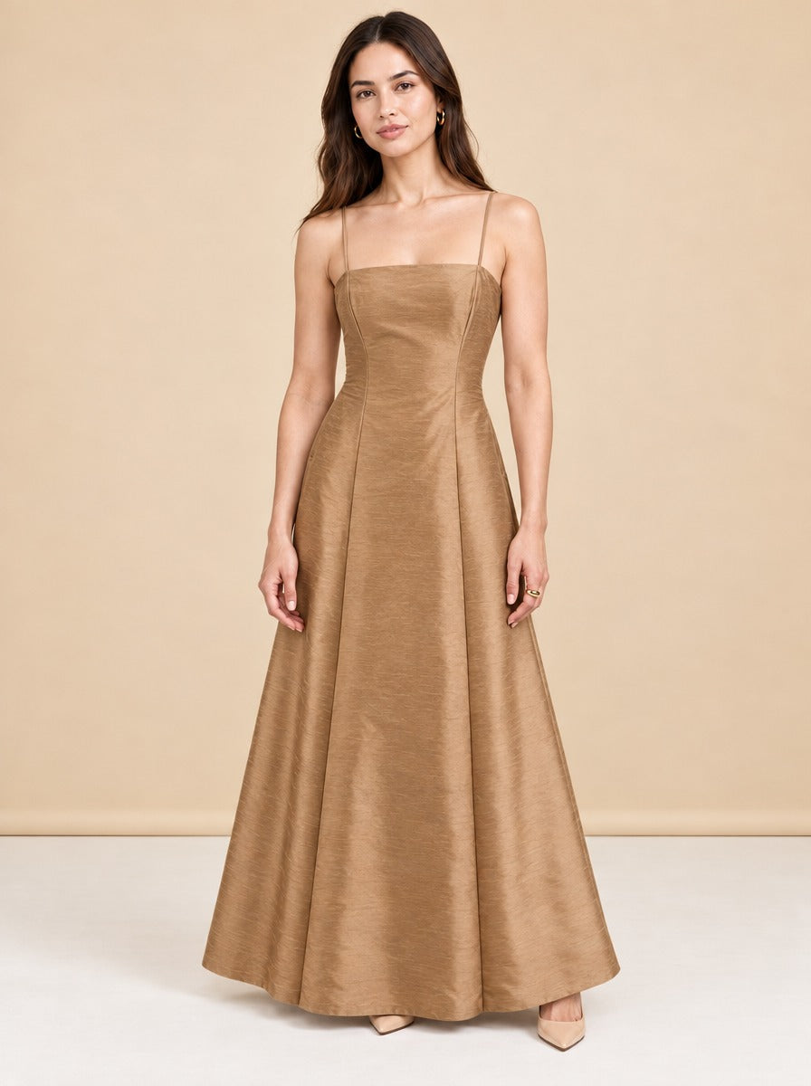 Aria Dupioni Strappy A-Line Maxi Dress — model front 2