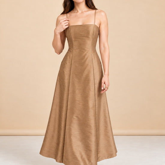 Aria Dupioni Strappy A-Line Maxi Dress — model front 3