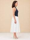Ashwin Denim Cotton Midi Dress - Indigo Blue model_side