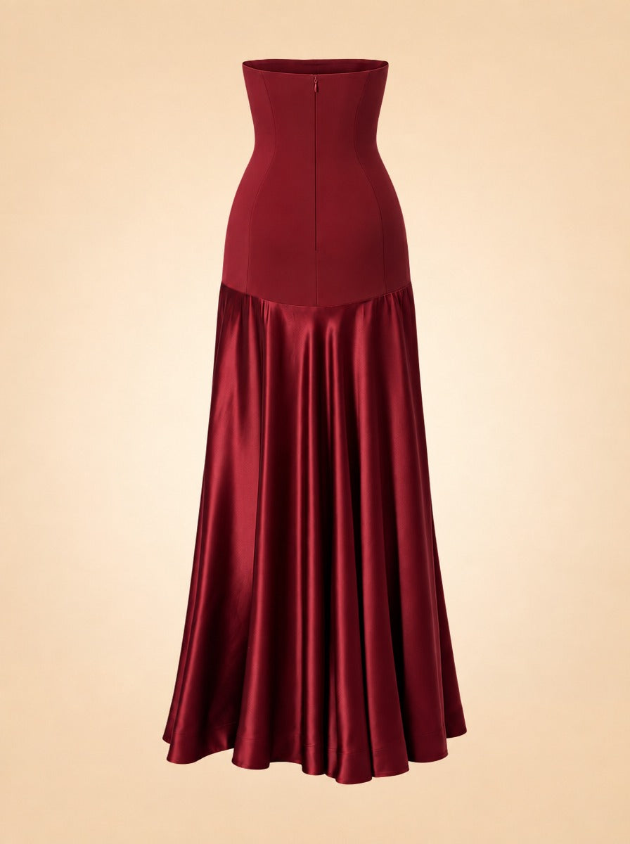 Aura Strapless Satin Gown — ghost back