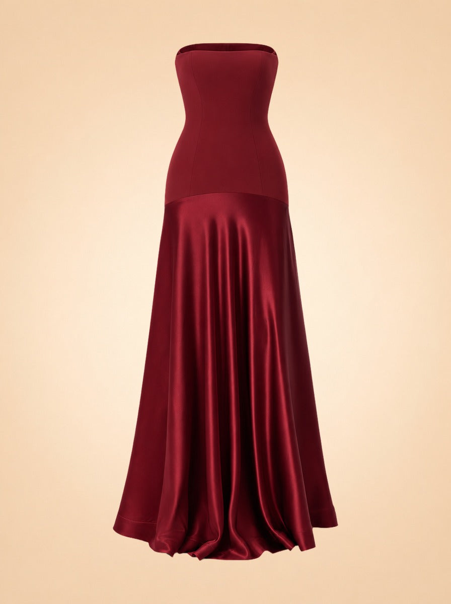 Aura Strapless Satin Gown — ghost front